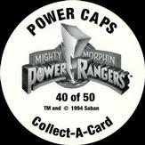 1994 Collect-A-Card Mighty Morphin Power Rangers Series 2 Retail - Power Caps #40 Megazord Back