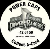 1994 Collect-A-Card Mighty Morphin Power Rangers Series 2 Retail - Power Caps #42 Battle Action Back