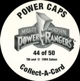 1994 Collect-A-Card Mighty Morphin Power Rangers Series 2 Retail - Power Caps #44 Sabertooth Tiger Dinozord Back