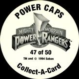 1994 Collect-A-Card Mighty Morphin Power Rangers Series 2 Retail - Power Caps #47 Pterodactyl Dinozord Back