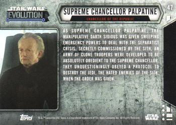 2016 Topps Star Wars Evolution #47 Supreme Chancellor Palpatine Back