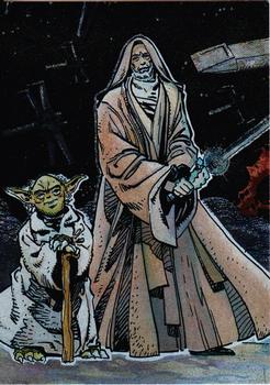 1993 Topps Star Wars Galaxy - Etched Foil #5 Obi-Wan and Yoda Front