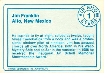 1988 SportStars Air Show Stars #1 Jim Franklin Back