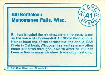 1988 SportStars Air Show Stars #41 Bill Bordeleau Back