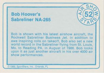 1988 SportStars Air Show Stars #52 Bob Hoover's Sabreliner NA-265 Back