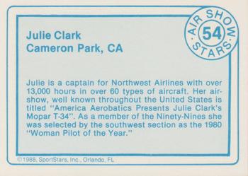 1988 SportStars Air Show Stars #54 Julie Clark Back