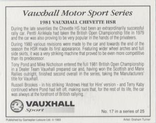 1993 Vauxhall Motor Sports Series #17 1981 Vauxhall Chevette HSR Back