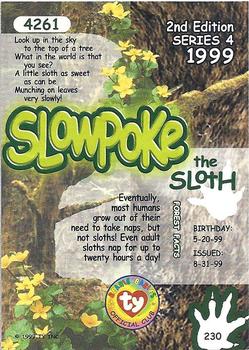 1999 Ty Beanie Babies IV - Artist's Proof #230 Slowpoke the Sloth Back