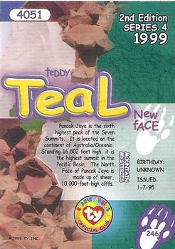1999 Ty Beanie Babies IV - Artist's Proof #246 Teddy Teal Back