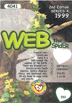 1999 Ty Beanie Babies IV - Artist's Proof #253 Web the Spider Back