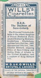 1908 Wills's European Royalty #55 The Duchess of Saxe-Coburg Back