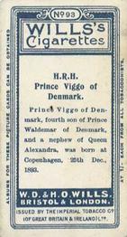 1908 Wills's European Royalty #93 Prince Viggo of Denmark Back
