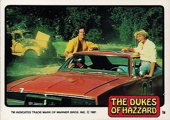 1981 Donruss The Dukes of Hazzard #7 Luke, Bo and The General Lee Front