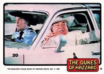 1981 Donruss The Dukes of Hazzard #20 Rosco and Boss Hogg in Police Car Front