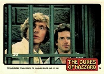 1981 Donruss The Dukes of Hazzard #26 Bo and Luke in Jail Front