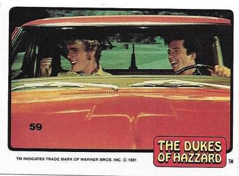 1981 Donruss The Dukes of Hazzard #59 Bo and Luke in The General Lee Front