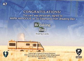 2014 Cryptozoic Breaking Bad Seasons 1 - 5 - Autographs #A7 Mark Margolis Back
