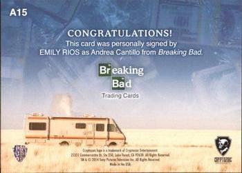 2014 Cryptozoic Breaking Bad Seasons 1 - 5 - Autographs #A15 Emily Rios Back