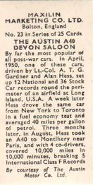 1951 Maxilin Marketing Motor Cars #23 Austin A 40 Devon Saloon Back