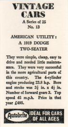 1965 Autobrite Vintage Cars #13 American Utility: A 1919 Dodge Two-Seater Back