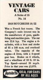 1965 Autobrite Vintage Cars #14 1919 Hotchkiss 18/22 Back