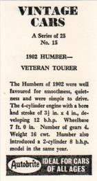 1965 Autobrite Vintage Cars #15 1902 Humber - Veteran Tourer Back