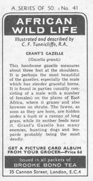 1973 Brooke Bond African Wild Life #41 Grant's Gazelle Back