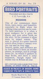 1957 Brooke Bond Bird Portraits  #29 Redshank Back