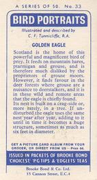 1957 Brooke Bond Bird Portraits  #33 Golden Eagle Back