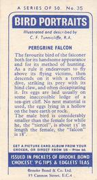 1957 Brooke Bond Bird Portraits  #35 Peregrine Falcon Back