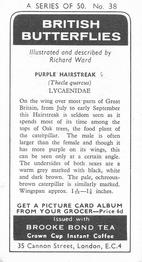 1973 Brooke Bond British Butterflies #38 Purple Hairstreak Back