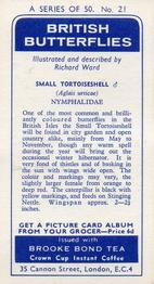 1963 Brooke Bond British Butterflies #21 Small Tortoiseshell Back