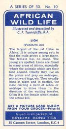 1962 Brooke Bond African Wild Life #10 Lion Back