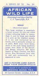 1962 Brooke Bond African Wild Life #34 Bongo Back