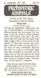1972 Brooke Bond Prehistoric Animals #5 Diplocaulus Back