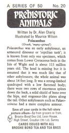 1972 Brooke Bond Prehistoric Animals #20 Polacanthus Back