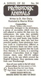 1972 Brooke Bond Prehistoric Animals #34 Cryptoclidus Back