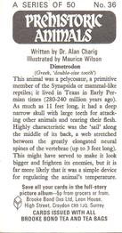 1972 Brooke Bond Prehistoric Animals #36 Dimetrodon Back