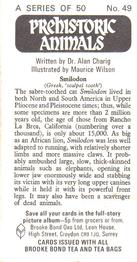 1972 Brooke Bond Prehistoric Animals #49 Smilodon Back