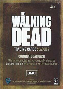 2012 Cryptozoic Walking Dead Season 2 - Autographs #A1 Andrew Lincoln Back