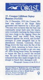 1989 Brooke Bond Discovering Our Coast #17 Cromer Lifeboat Sepoy Rescue Back