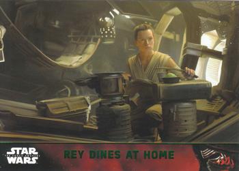 2015 Topps Star Wars: The Force Awakens - Lightsaber Green #74 Rey Dines at Home Front