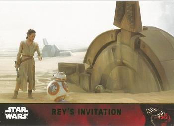 2015 Topps Star Wars: The Force Awakens - Lightsaber Green #80 Rey's Invitation Front
