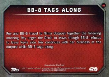 2015 Topps Star Wars: The Force Awakens - Lightsaber Green #81 BB-8 tags along Back