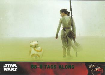 2015 Topps Star Wars: The Force Awakens - Lightsaber Green #81 BB-8 tags along Front