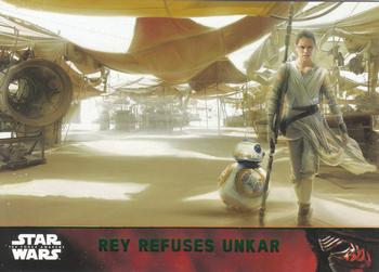 2015 Topps Star Wars: The Force Awakens - Lightsaber Green #83 Rey refuses Unkar Front
