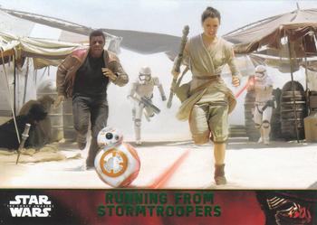 2015 Topps Star Wars: The Force Awakens - Lightsaber Green #89 Running from Stormtroopers Front