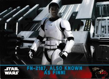 2015 Topps Star Wars: The Force Awakens - Lightsaber Blue #67 FN-2187, also known as Finn! Front