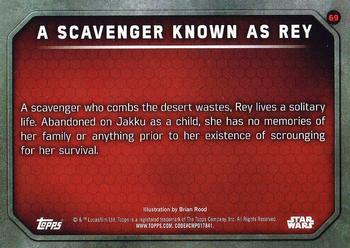 2015 Topps Star Wars: The Force Awakens - Lightsaber Blue #69 A Scavenger known as Rey Back