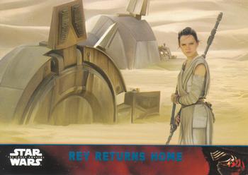 2015 Topps Star Wars: The Force Awakens - Lightsaber Blue #73 Rey Returns Home Front